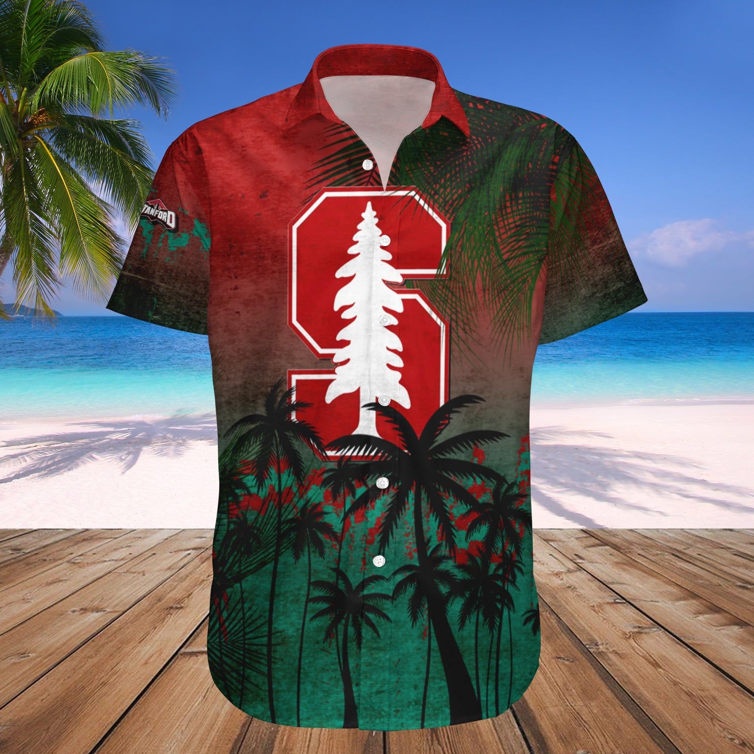 Stanford Cardinal Hawaii Shirt Coconut Tree Tropical Grunge – NCCA