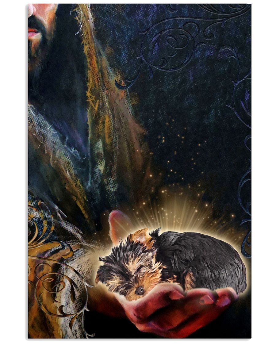 Yorkshire Terrier In God Hand Yorkie Lover Easter Canvas And Poster | Wall Decor Visual Art