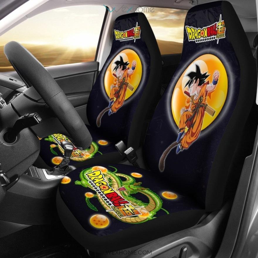 Goku Fighting Shenron Dragon Ball Anime Car Seat Covers Fan Gift