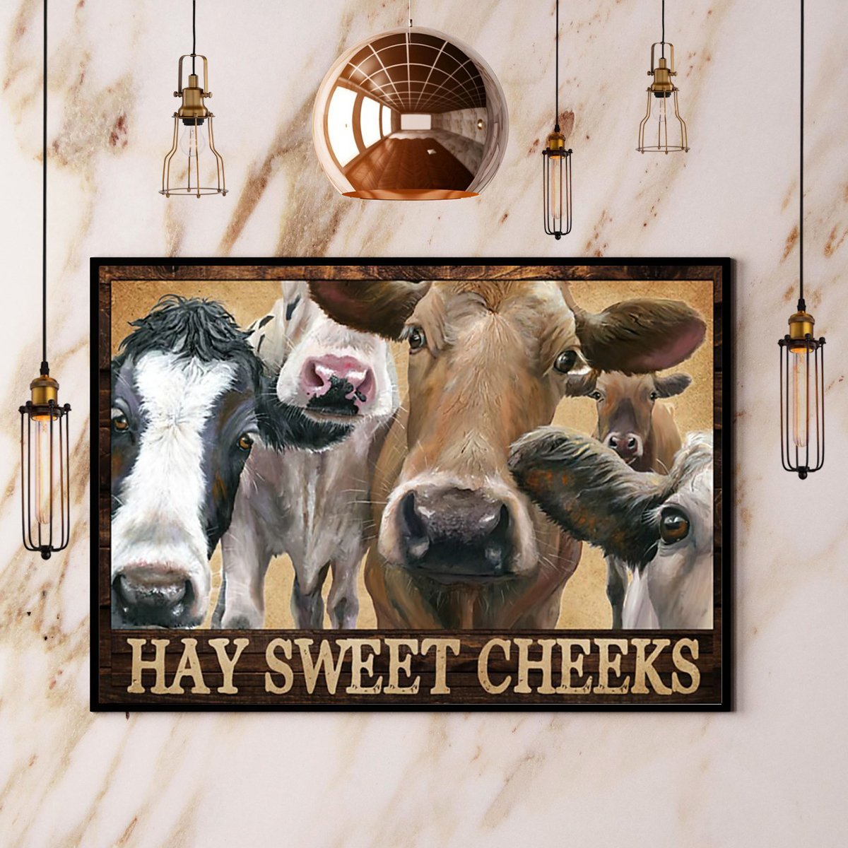 Cattle Farm Hay Sweet Cheeks Field Vintage  Poster No Frame Matte Canvas