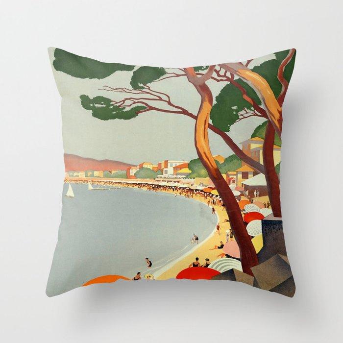 Vintage poster – Cote D’Azur, France Throw Pillow