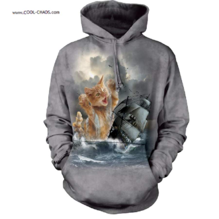 Release the Kraken Kitty Cat Hoodie / MONSTER CAT KITTEN Fantasy Hooded Sweatshirt