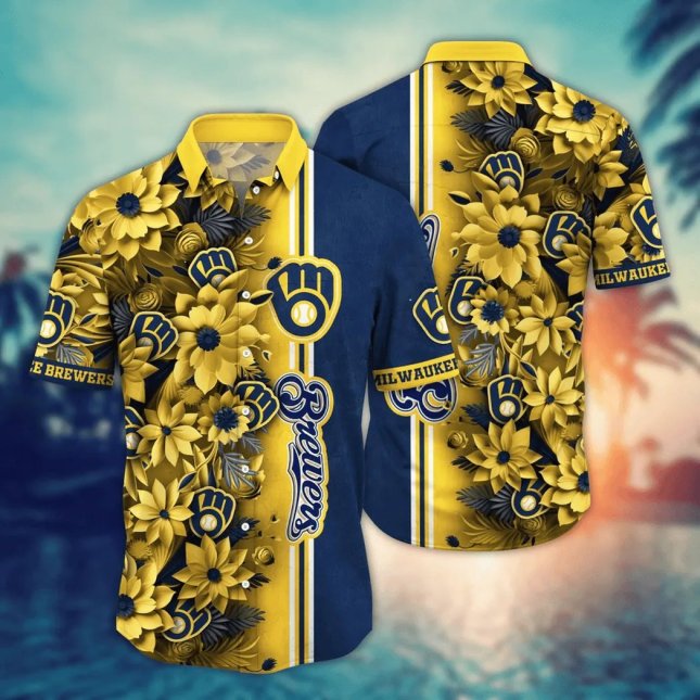 Milwaukee Brewers Hawaiian Shirt Golden Blossom