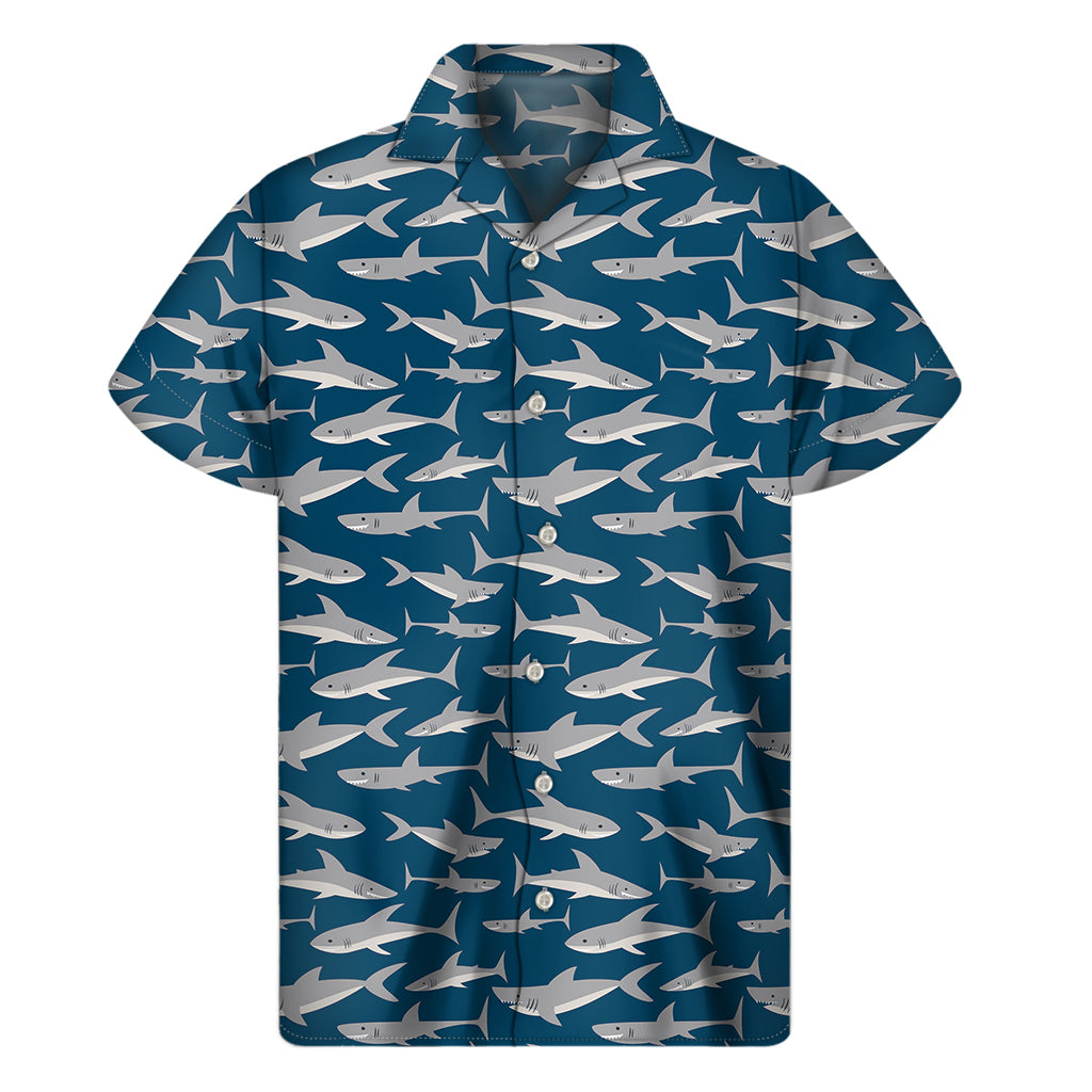 White Shark Pattern Print Men’S Short Sleeve Shirt