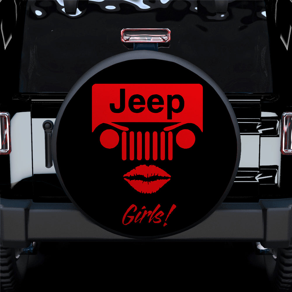 Jeep Girl Red Car Spare Tire Covers Gift For Campers