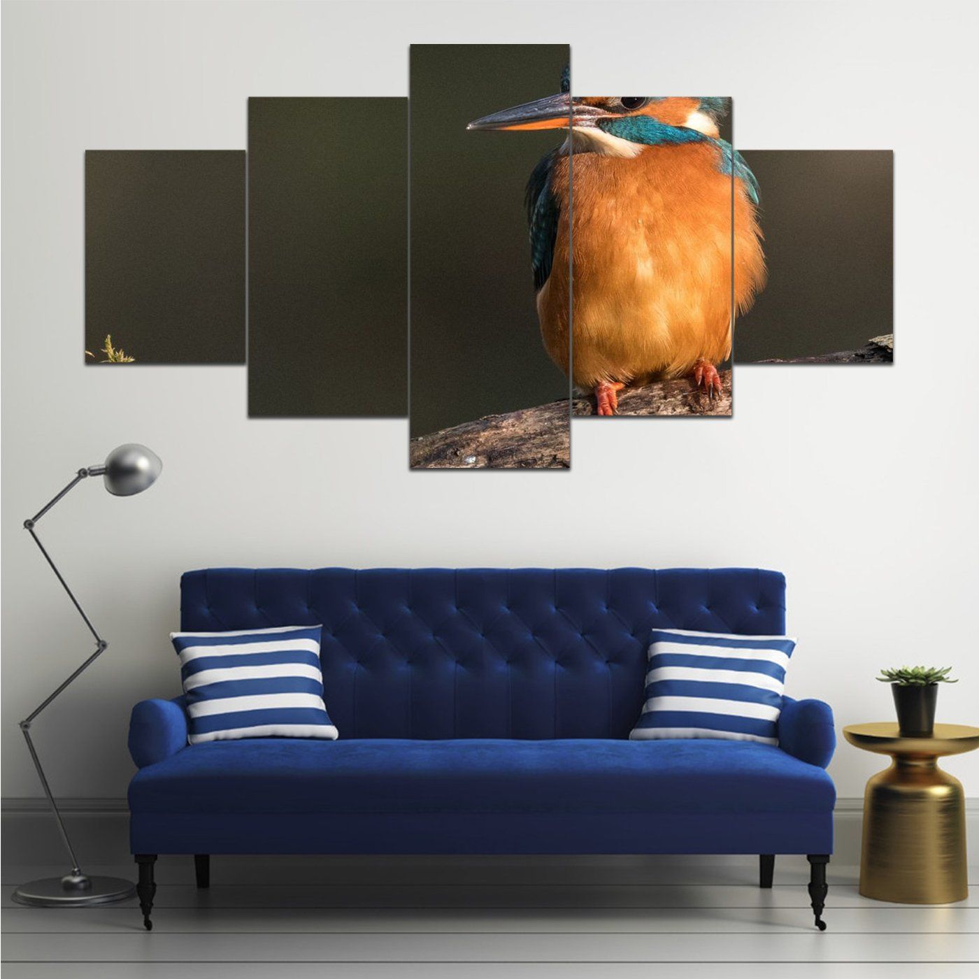 Birds Common Kingfishe 5 Panel Canvas Art Wall Decor Home Decor