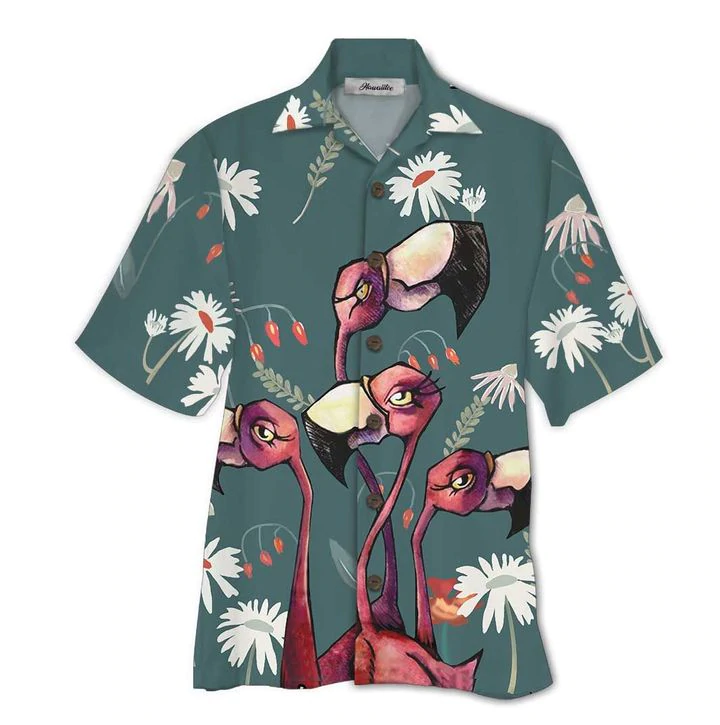 Flamingo Colorful Floral Aloha Hawaii Shirts For Men Women Ha47435