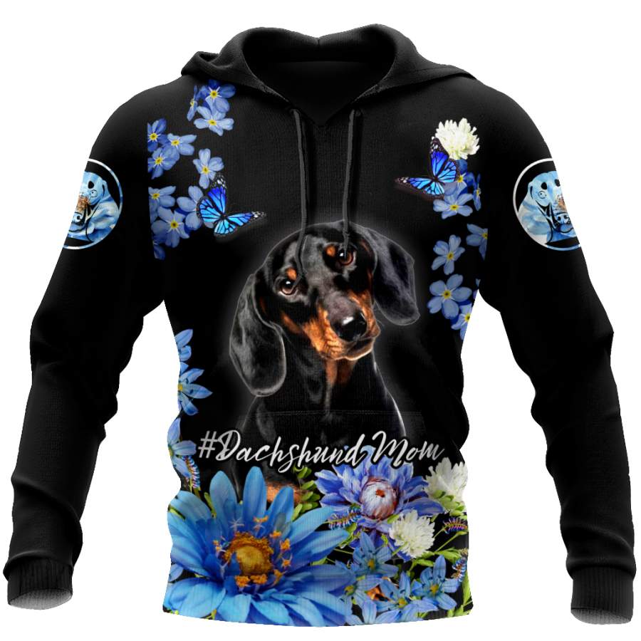 3D Dachshund and Flower Unisex Shirts