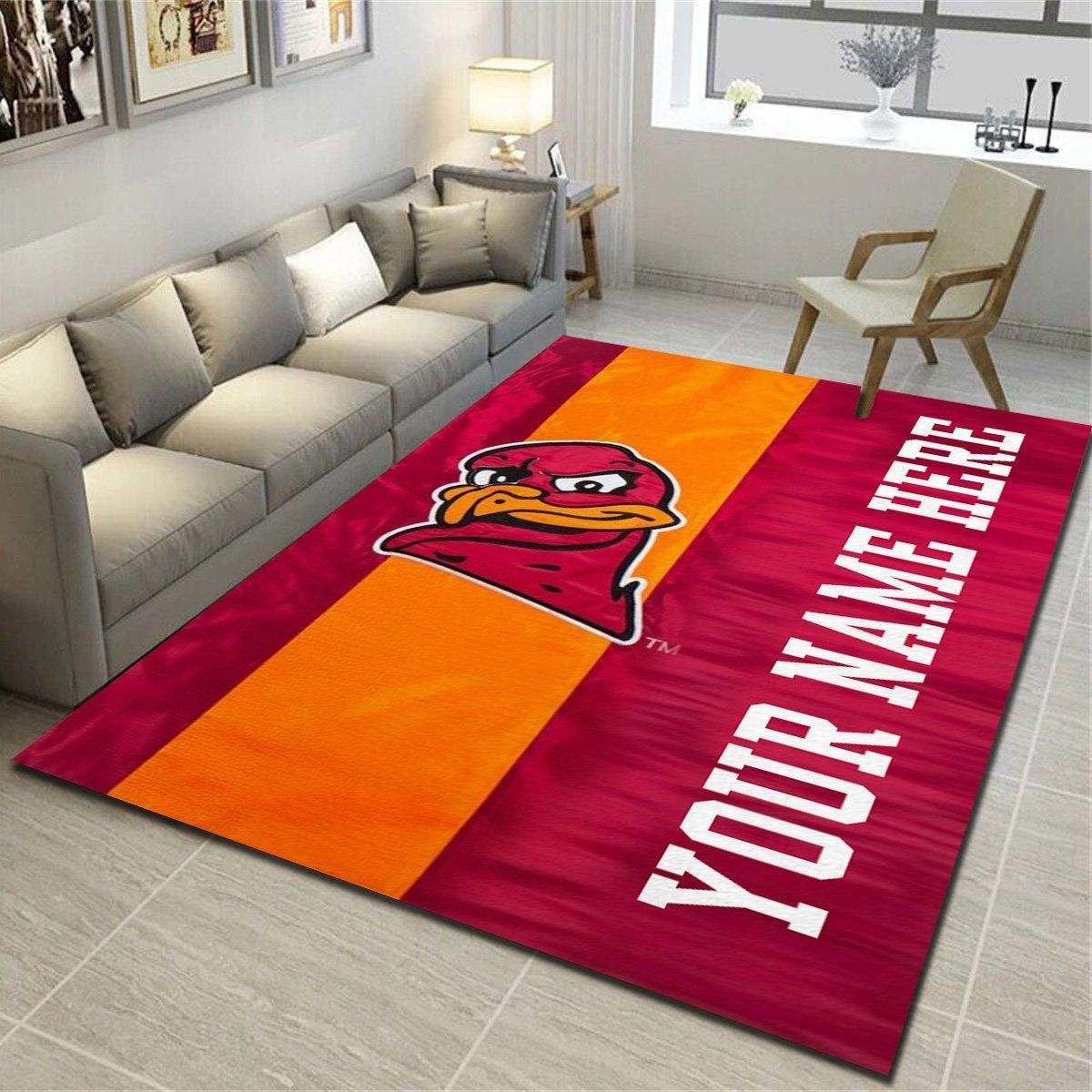 Virginia Tech Hokies Personalized Rug,Team Living Room Bedroom Carpet,Customized Floor Decor