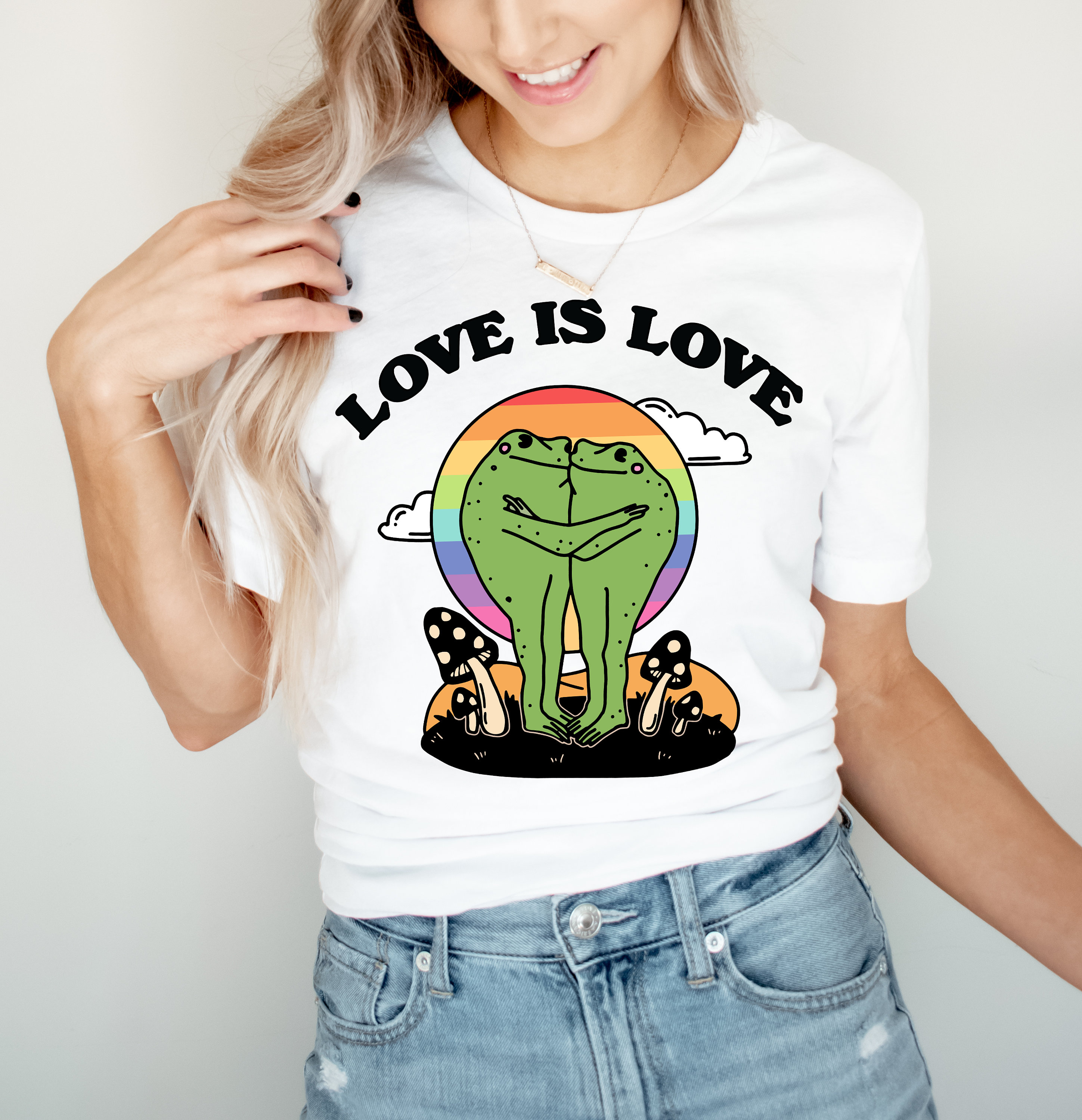 Love is Love Shirt, LGBQT Shirt, Pride Month Shirt, LGBT Shirt, Rainbow Shirt, Retro Frog Shirt, Gay Pride Trendy Tshirt, UNISEX