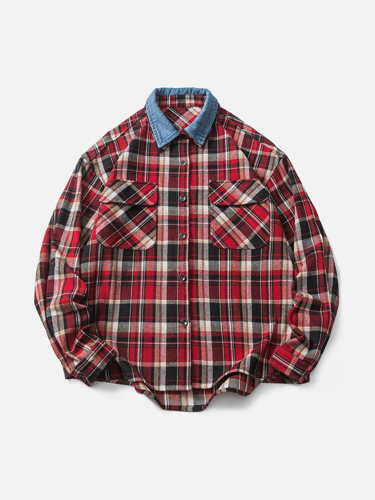 Talishko™ – Vintage Plaid Long-Sleeved Shirt