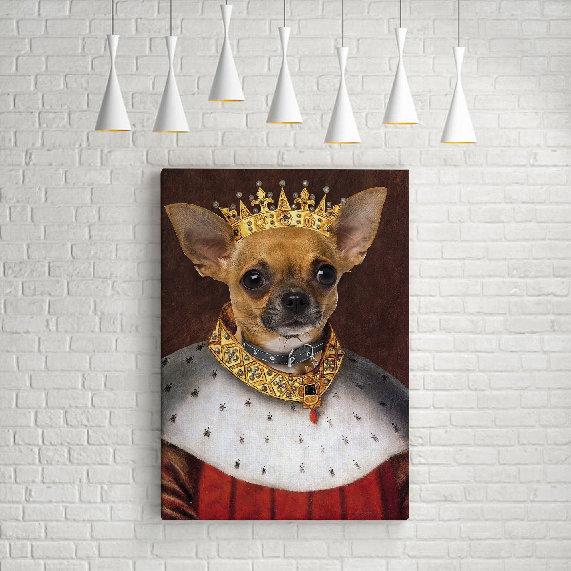 Custom Pet Name And Photo Renaissance Portrait, The Dog King Canvas Wall Art Prints For Puppy Lover