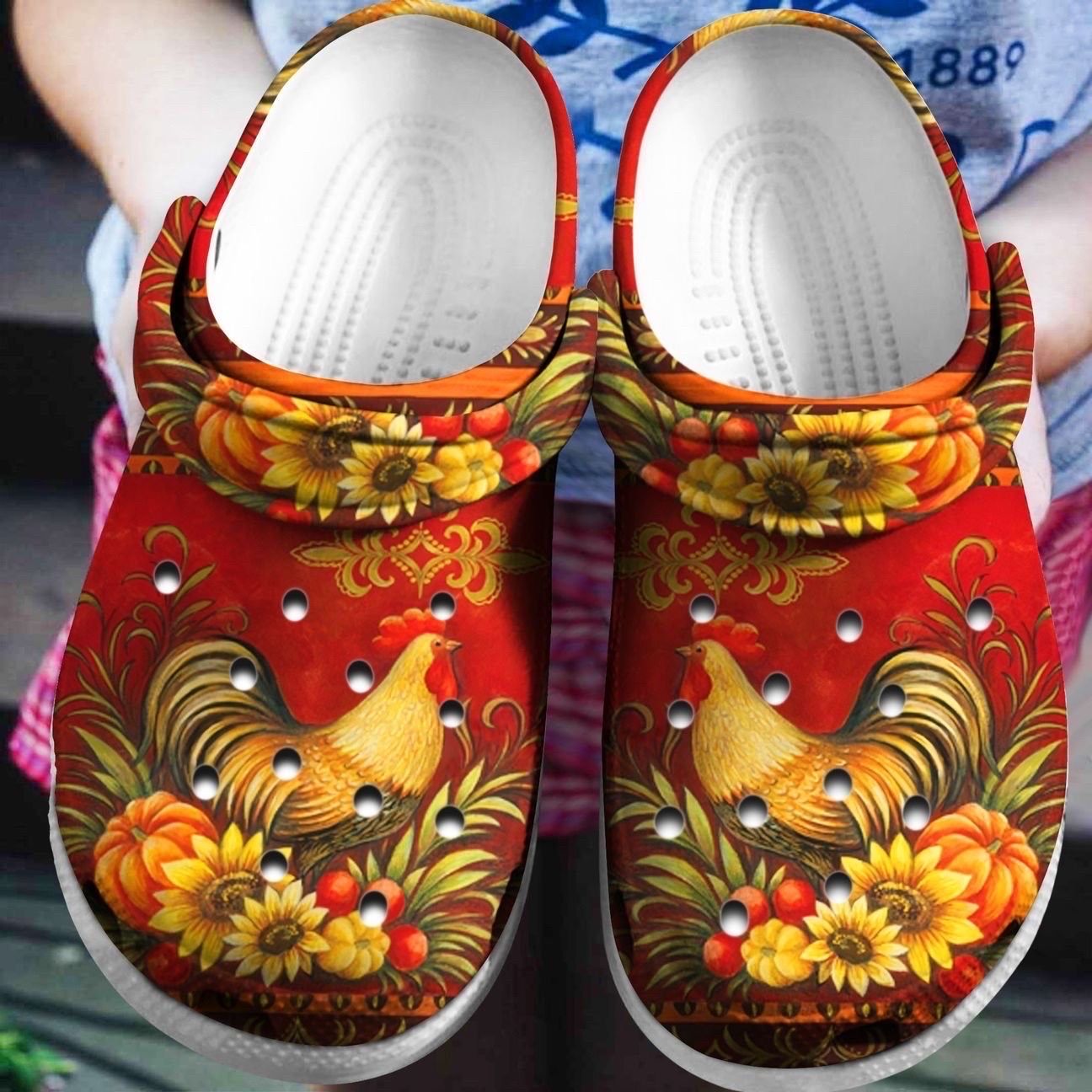 Chicken Personalized Clog, Custom Name, Text, Color, Number Fashion Style For Women, Men, Kid, Print 3D Red Rooster