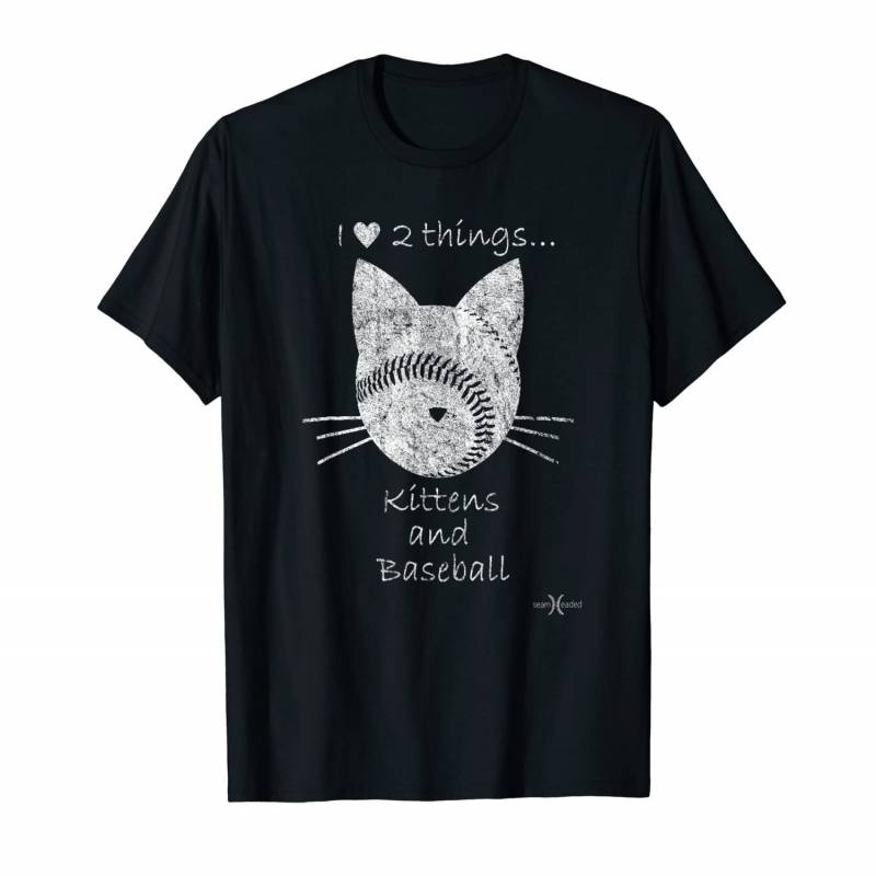 Vintage Baseball Cat And Kitten Lover Tee Shirt For Fans