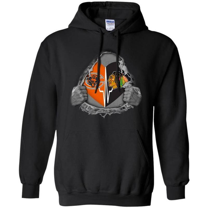 Chicago Bears And Chicago Blackhawks Inside Me Hoodie For Chicago Fans Va08