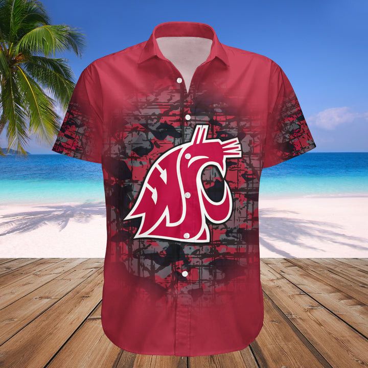 NCCA Washington State Cougars Custom Text Number Red Camo Vintage Hawaiian Shirt