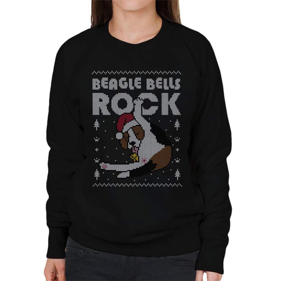 Beagle Bells Rock Christmas Knit Pattern Women’s Sweatshirt