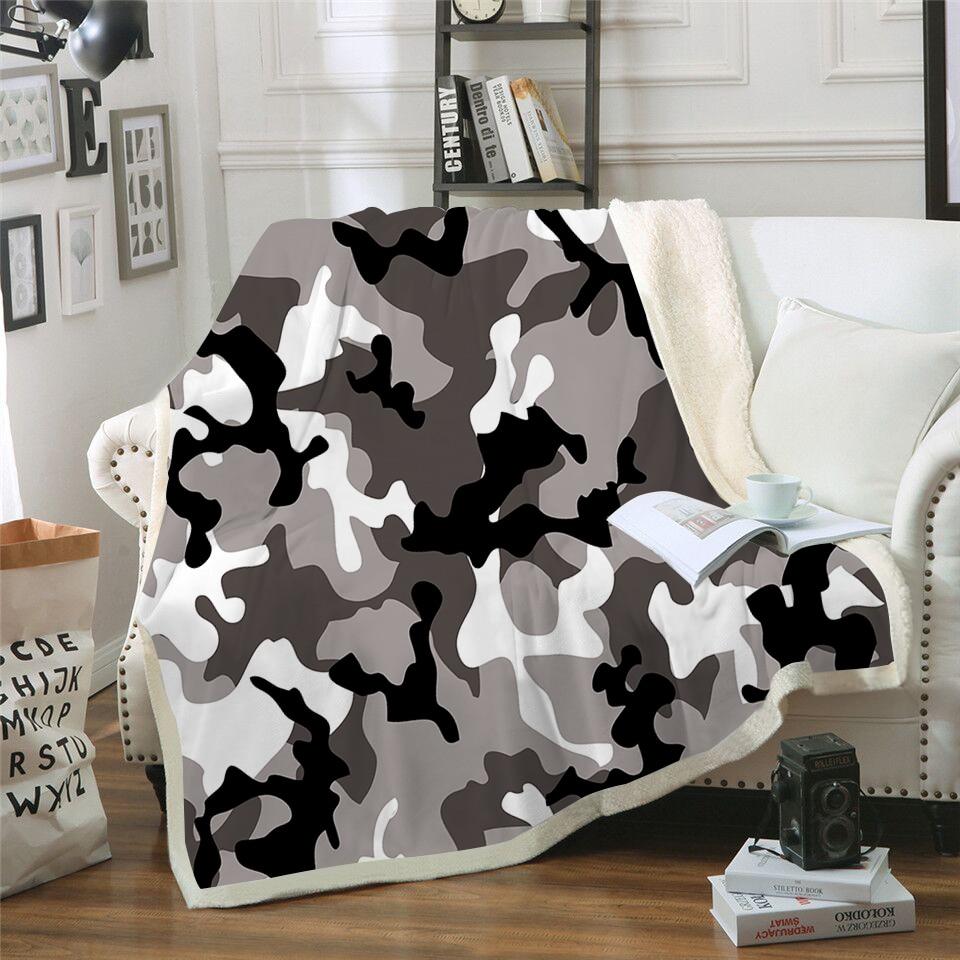 Grey Camo Blanket Quilt