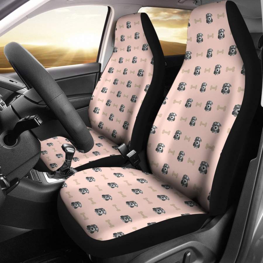 Dog Puppy Schnauzer Pattern Print Universal Fit Car Seat Cover