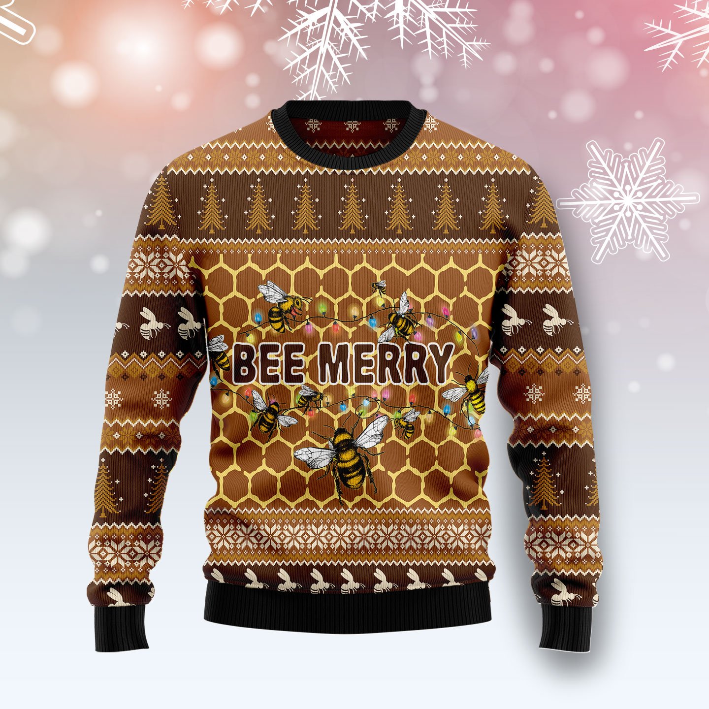 Bee Merry TG51013 – Ugly Christmas Sweater unisex womens & mens, couples matching, friends, funny family sweater gifts (plus size available)