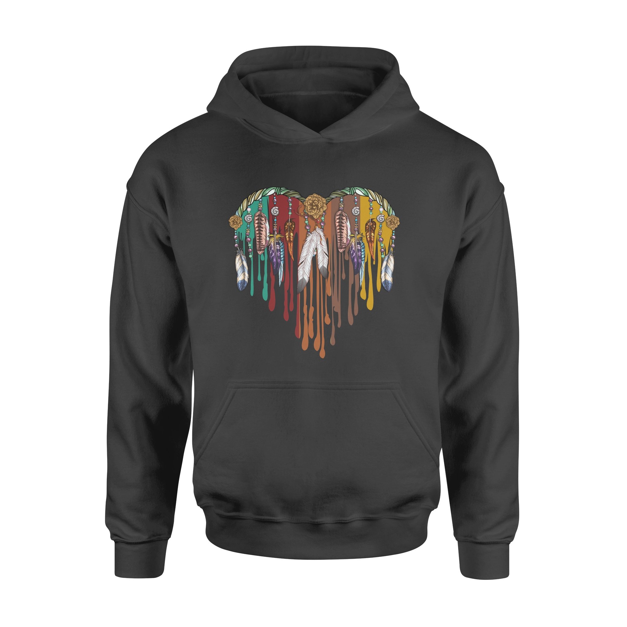 Native American Dreamcatcher Heart Shape Dripping Art Style – Premium Hoodie