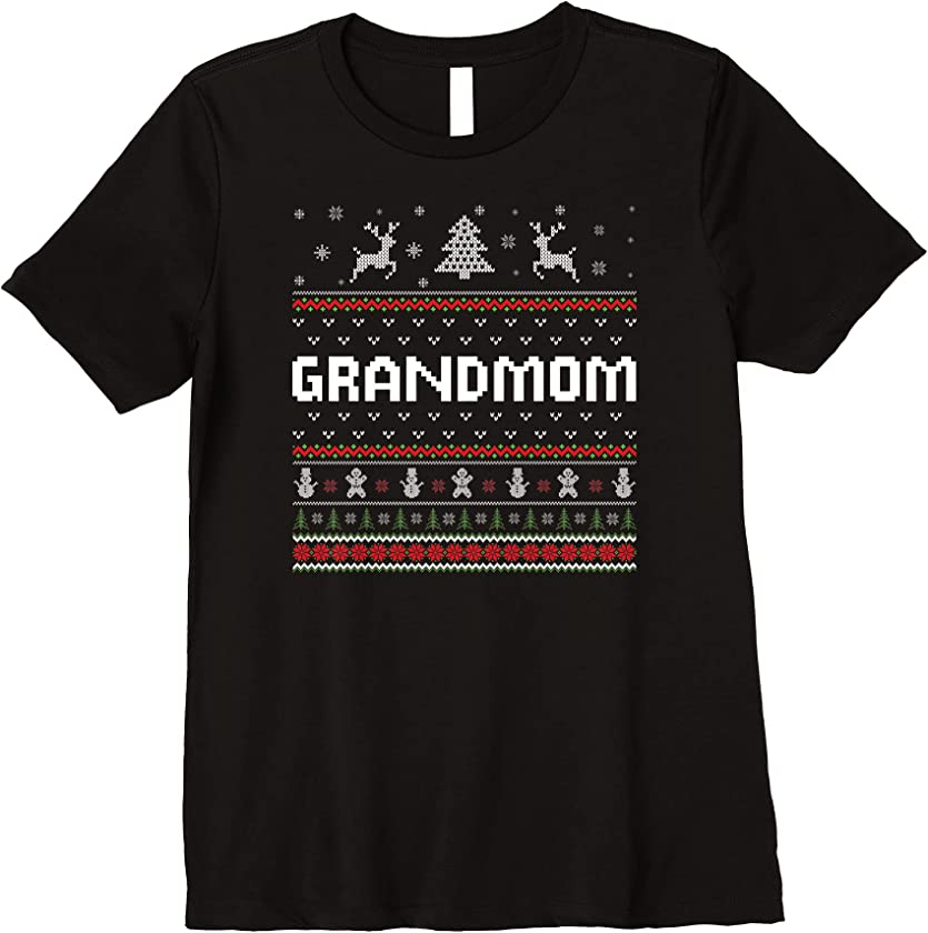 Womens Grandmom Ugly Holiday Party Matching Ugly Christmas Sweater Premium T-Shirt