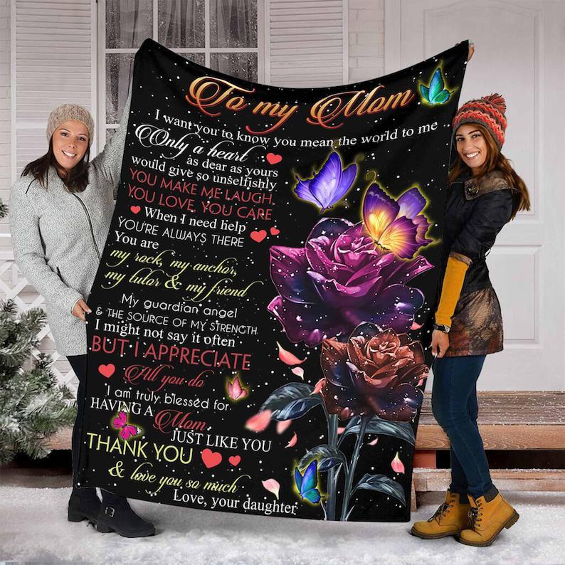 To My Mom Blanket, Special Blanket, Just Like You, Thank You And Love You So Much, Gift For Mom Family Home Decor Bedding Couch Sofa Soft And Comfy Cozy