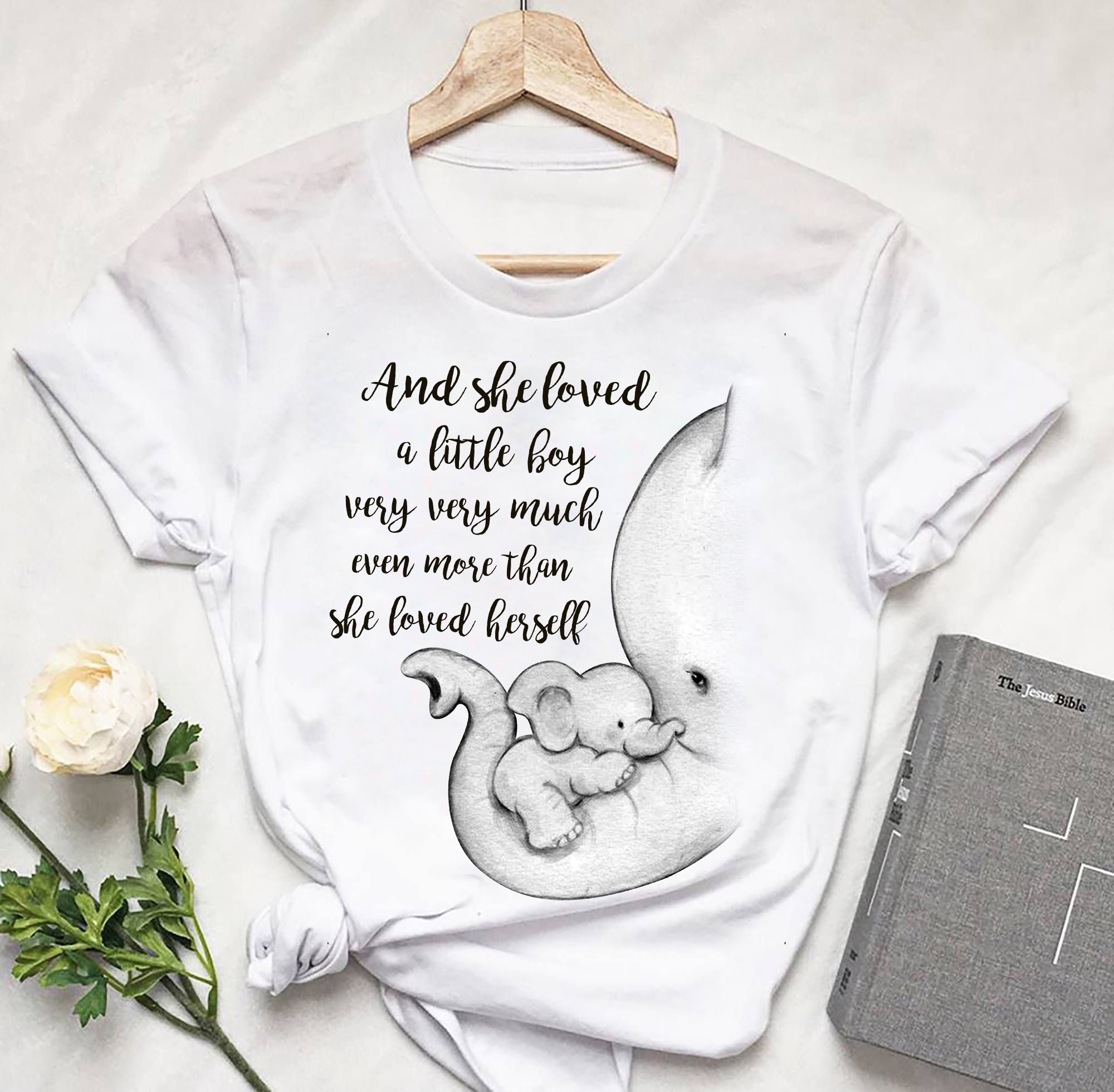 T Shirt Mother’s day Father’s day unique gift ideas for mom & dad from daughter & son kids, meaningful birthday presents –  Little Boy Elephant Tshirt