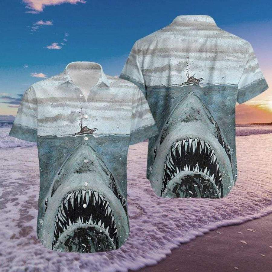 Ocean Shark Jaws Hawaii Aloha Shirts Ha71087