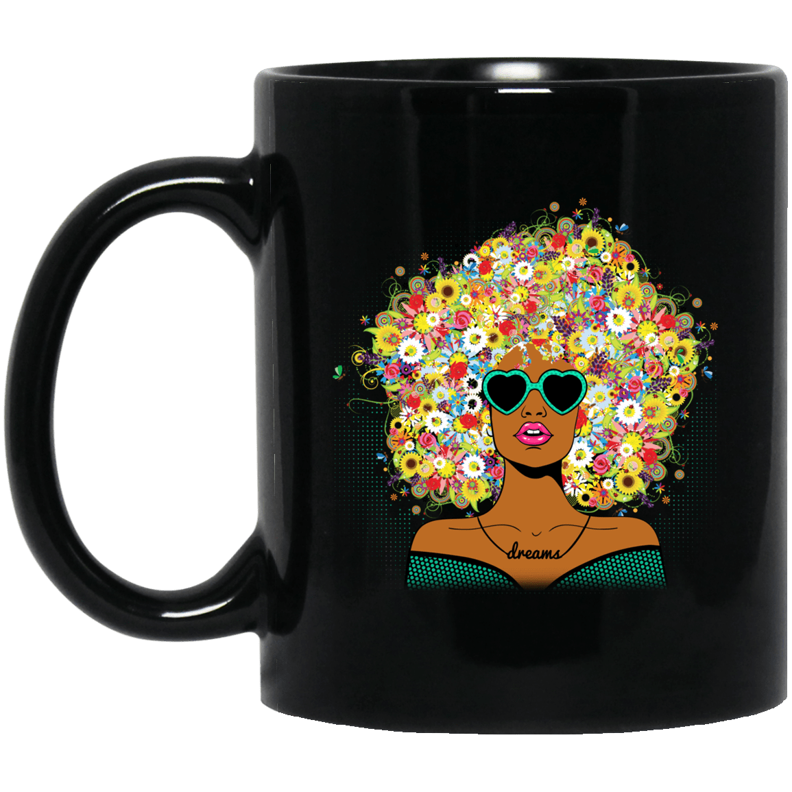 African American Women Flower Melanin Poppin Coffee Mug Afro Girl Rock