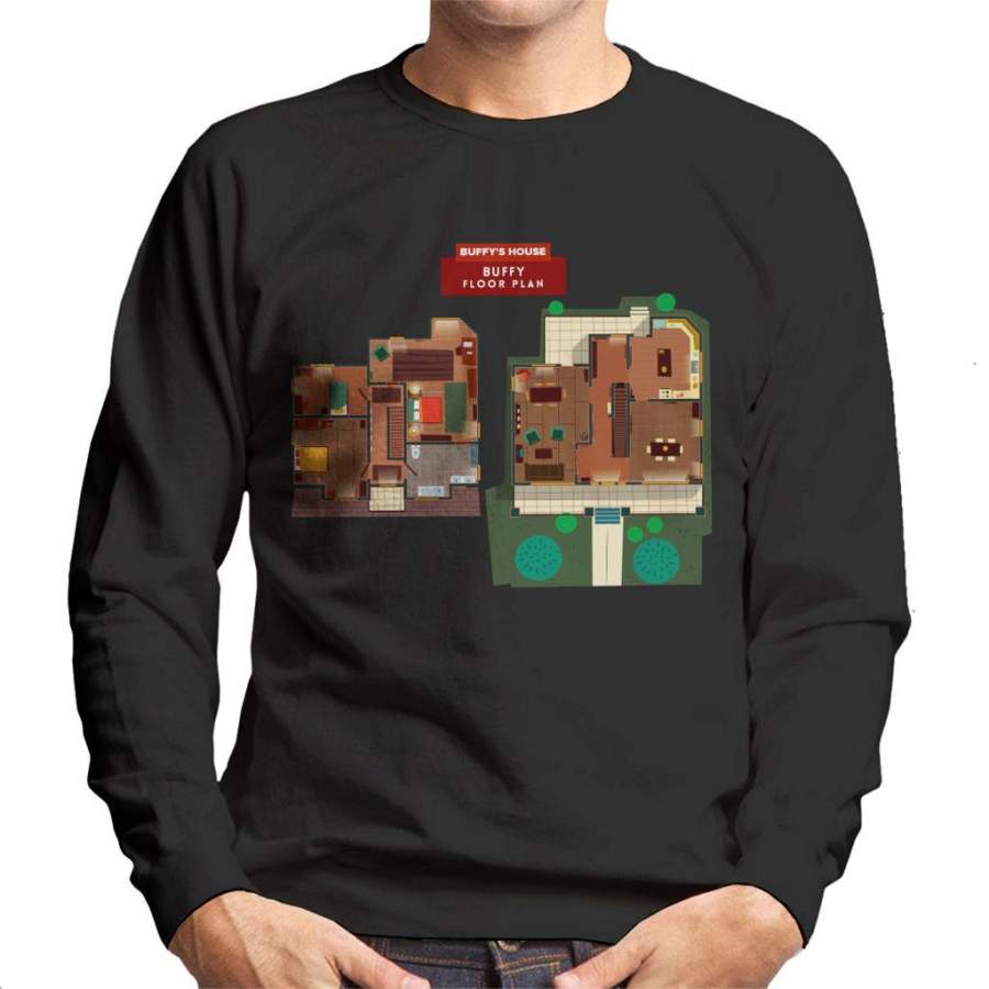Buffy The Vampire Slayer House Floor Plan Men’s Sweatshirt