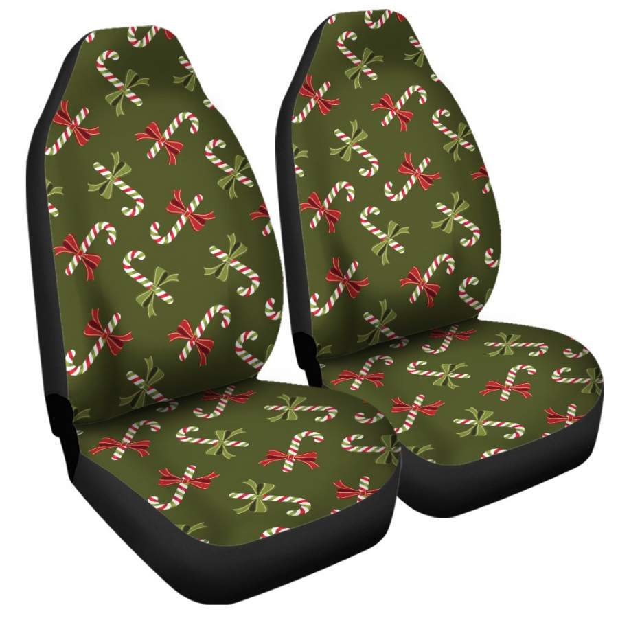 Xmas Candy Cane Pattern Print Universal Fit Car Seat Covers