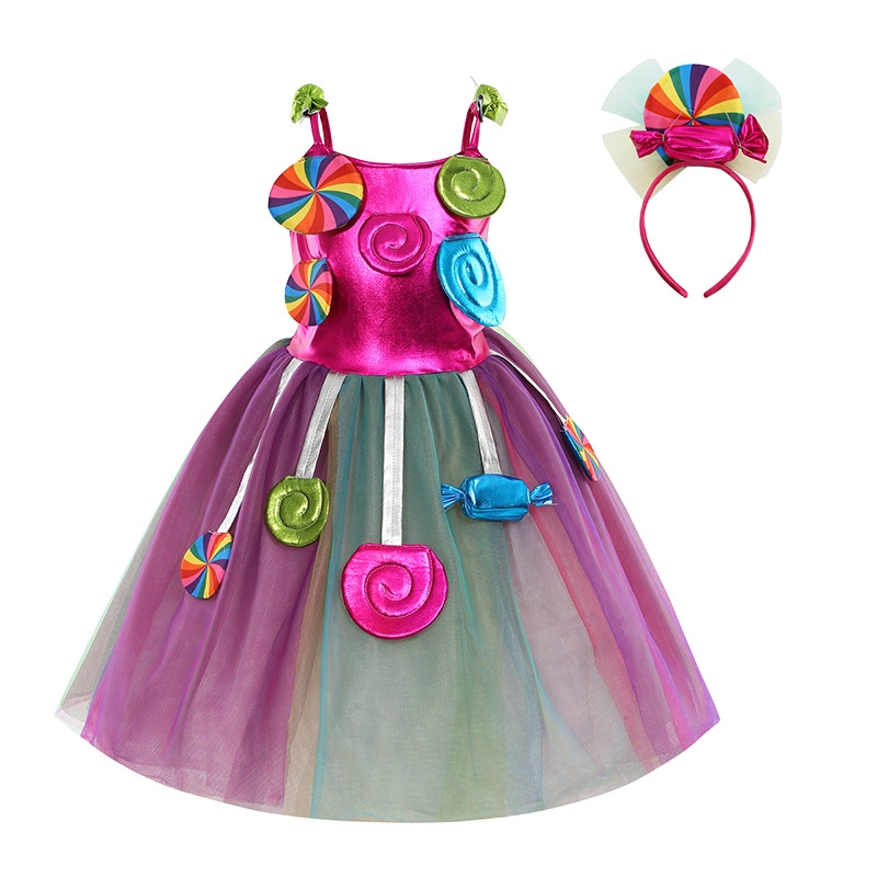 Princess Girls Birthday Carnival Candy Dress for Girl Purim Festival Fancy Lollipop Costume Children Dressy Party Ball Clothing alx