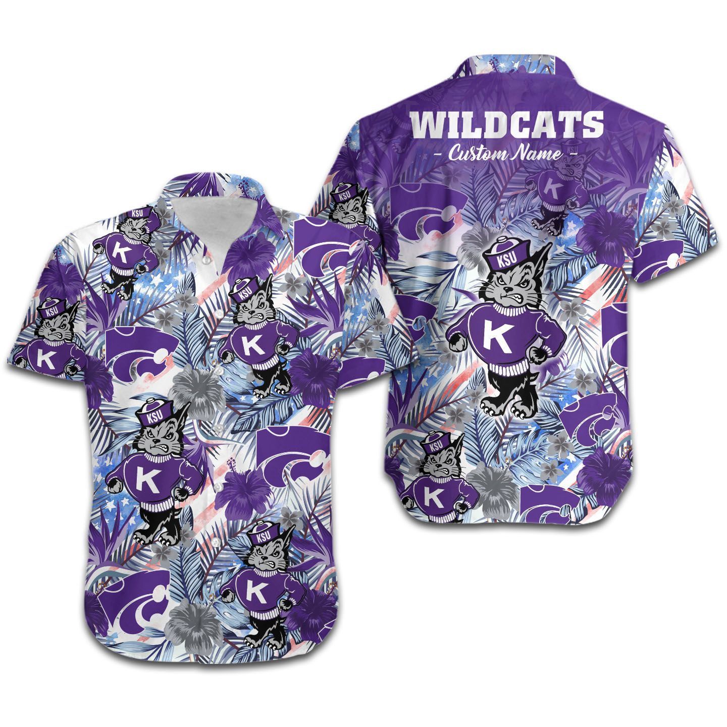 NCCA Kansas State Wildcats Custom Name Purple Mascot Trendy Hawaiian Shirt Aloha Shirt