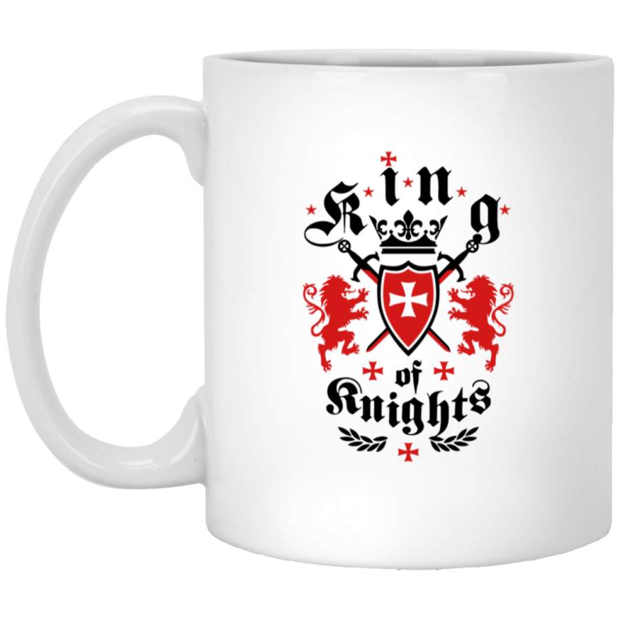 32 King Lions Crown Swords Knight Shield Cross Gift 11 oz. White Mug