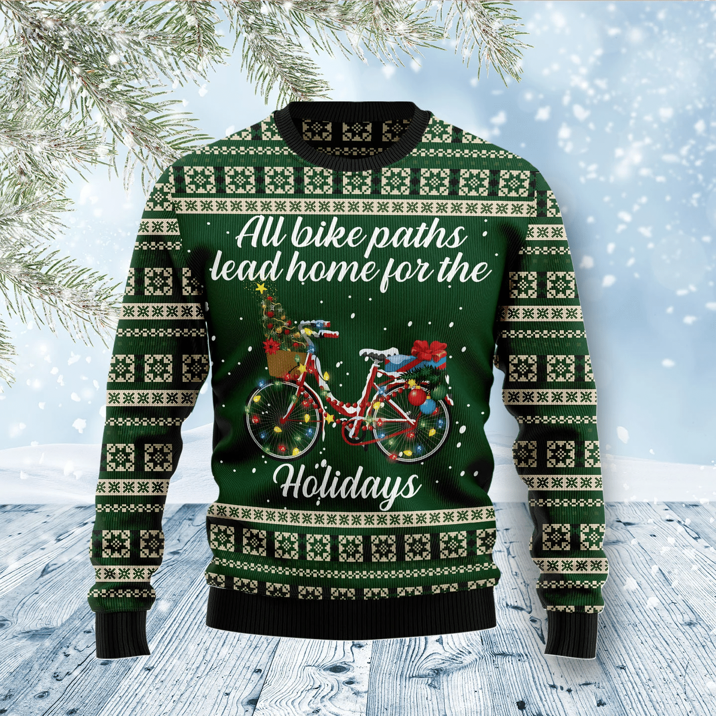 All Bike Paths Lead Home For The Holiday Christmas Ugly Sweater