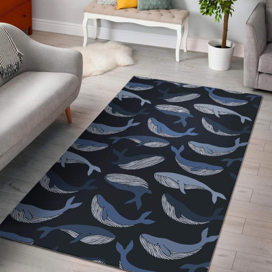 Humpback Whale Pattern Print Area Rug