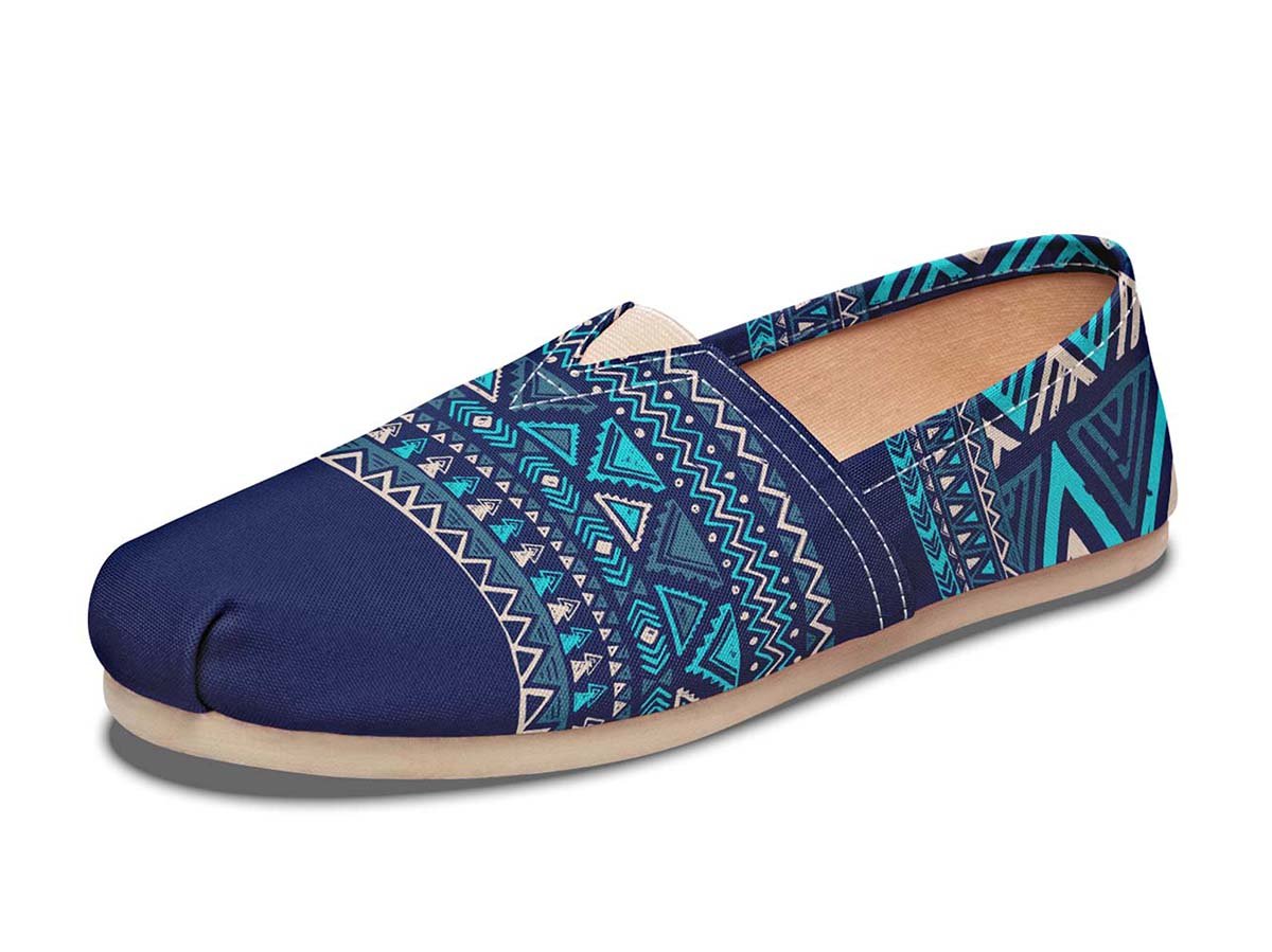 Blue Boho Pattern, Canvas Shoes, Boho Shoes, Vegan Shoes, Men’S Shoes, Woman’S Shoes, Custom Printed, Abstractprint