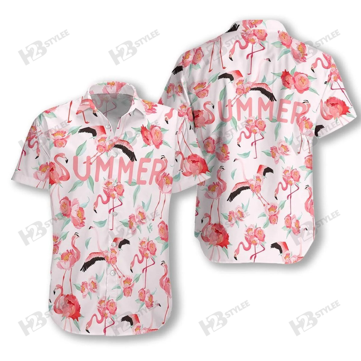 Flamingo Hawaii Summer Flower Tropical Pattern All Over Printed Hawaii Shirt Size S Ha95841