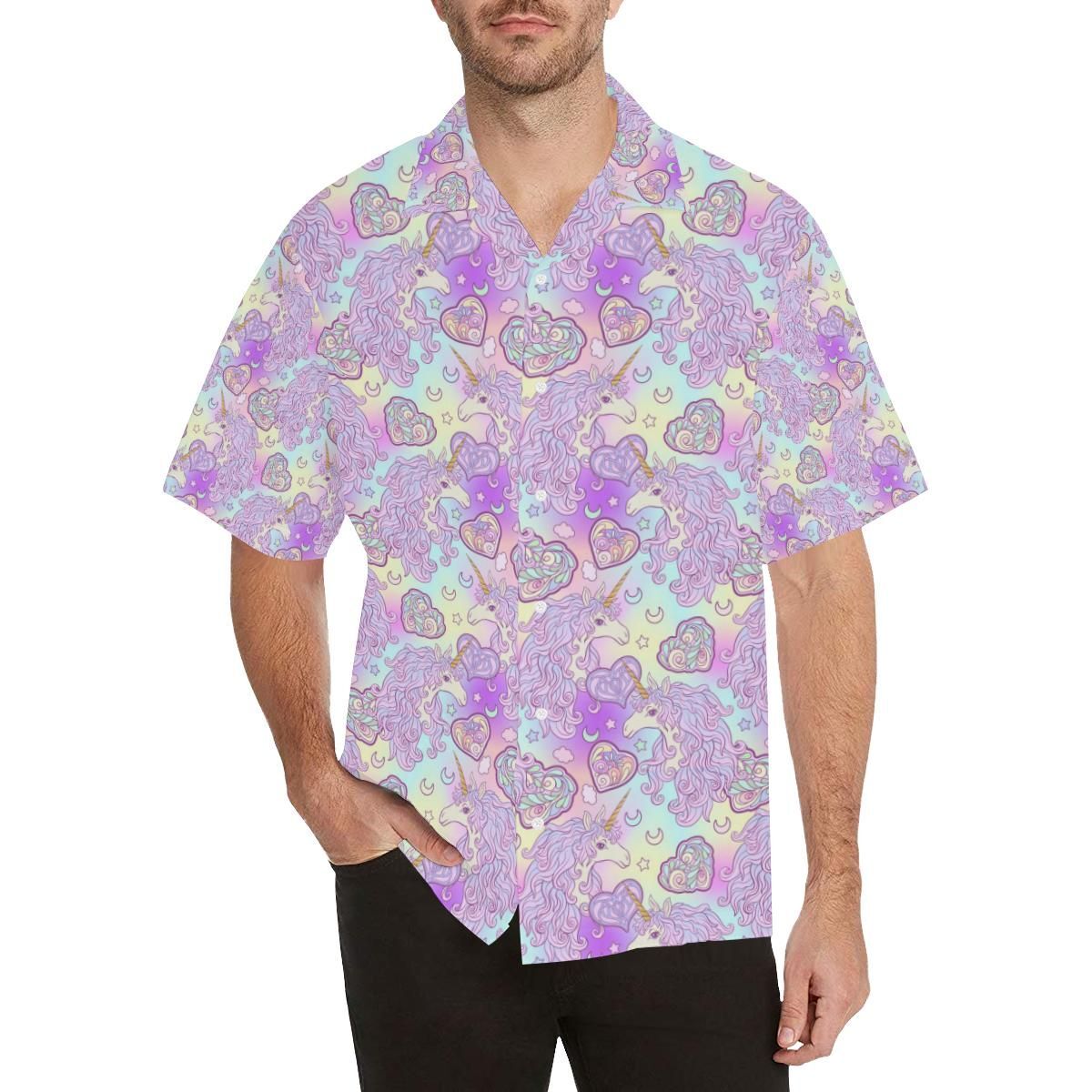 Unicorn Heart Pattern Men’S All Over Print Hawaiian Shirt