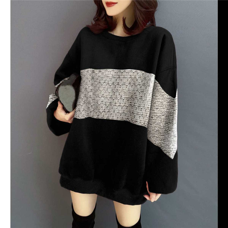 Spring Autumn Korean Style Women Oversized Streetwear Patchwork Pullovers Basic Tops Casual Loose Long Sleeve Female Sweatshirts alx