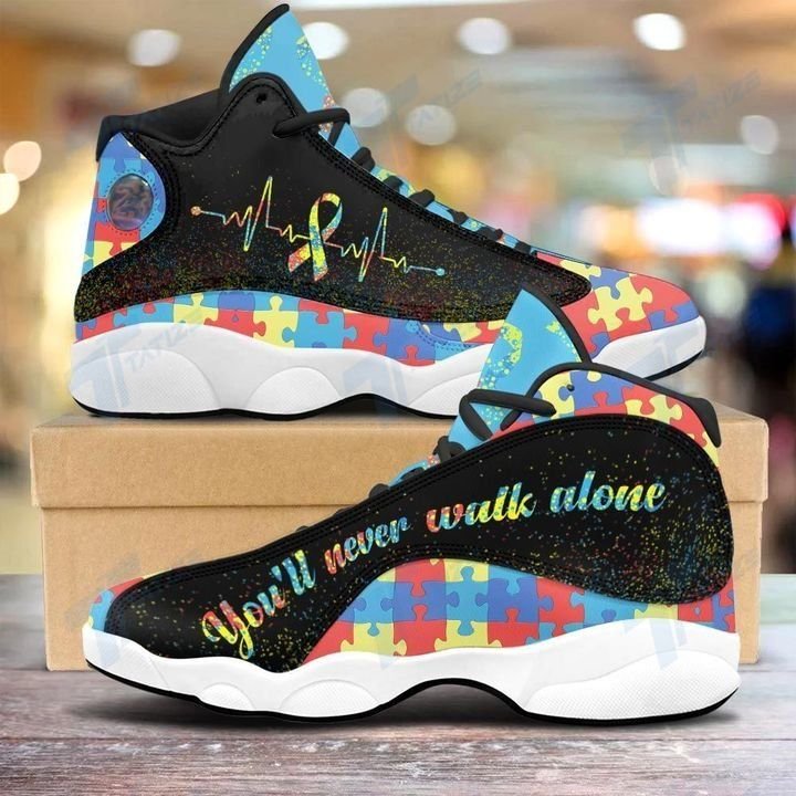 NEVER WALK ALONE AUTISM AIR JORDAN 13 SNEAKERS JD13 XIII SHOES TL 03