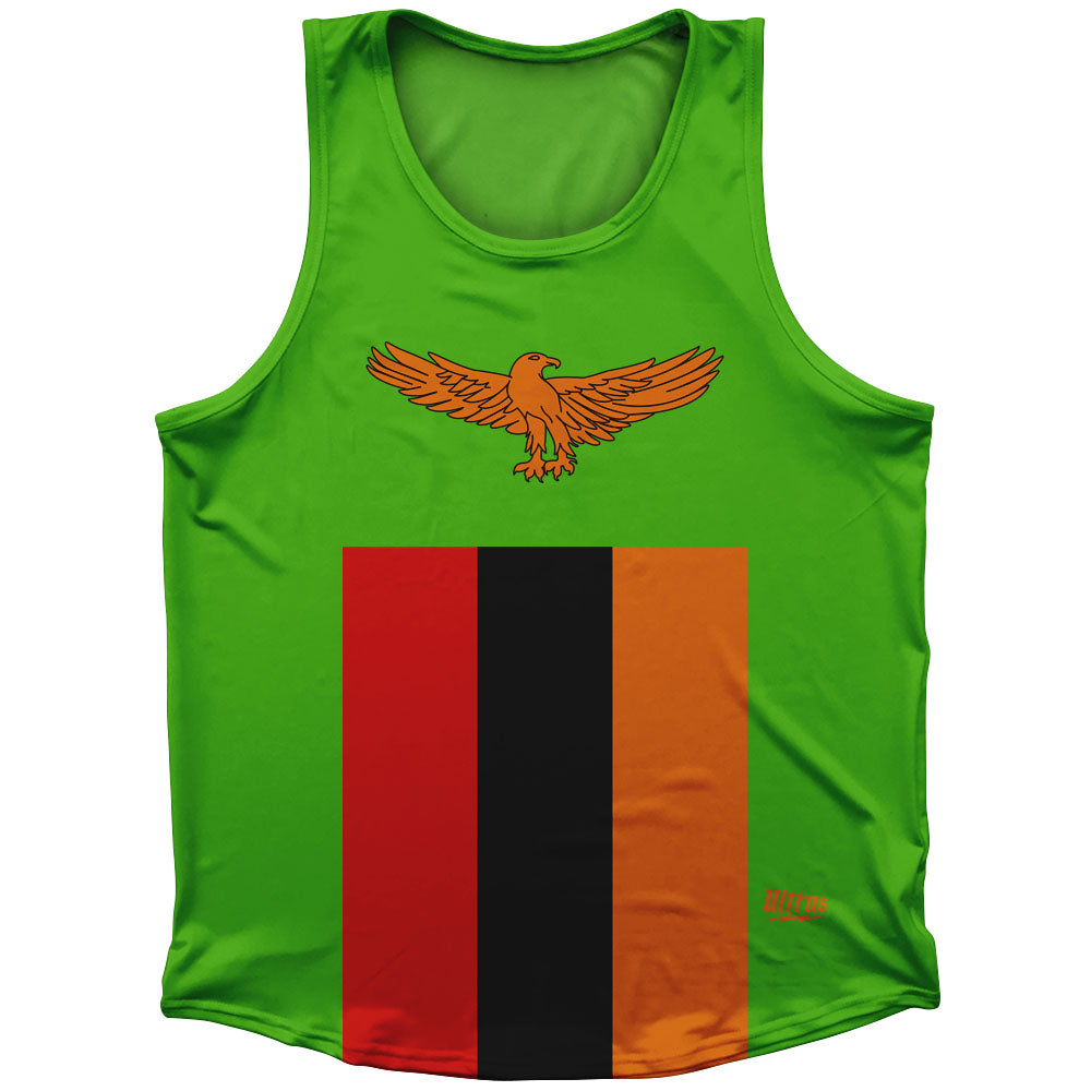 Zambia Flag Athletic Sport Tank Top Made In USA