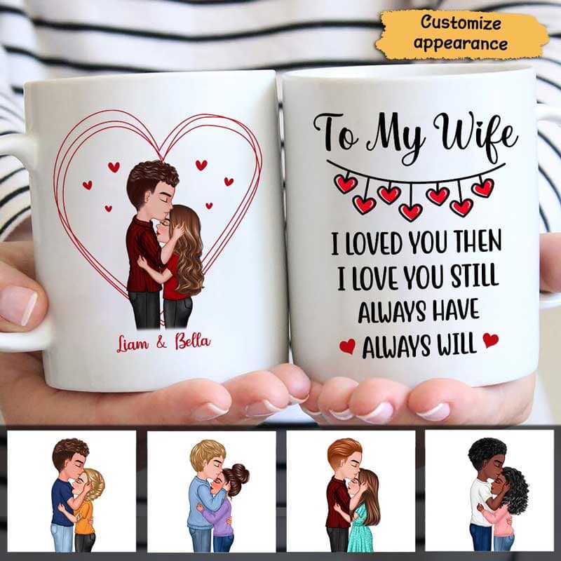 Couple Kissing Inside Heart Valentine‘S Day Gift For Her For Him Personalized Coffee Mug