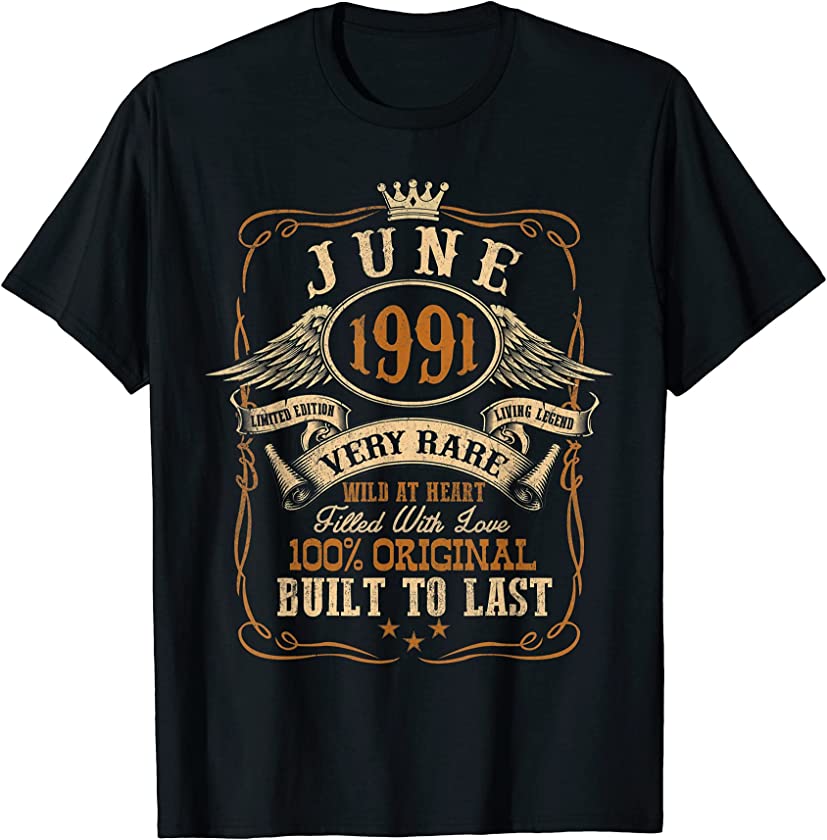 Vintage June 1991 Shirt 30 Years Old 30th Birthday Gift T-Shirt