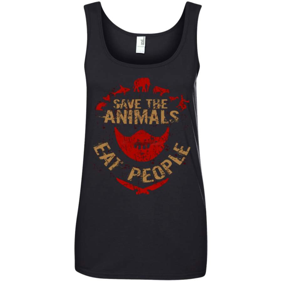 save the animals, EAT PEOPLE Ladies’ 100% Ringspun Cotton Tank Top