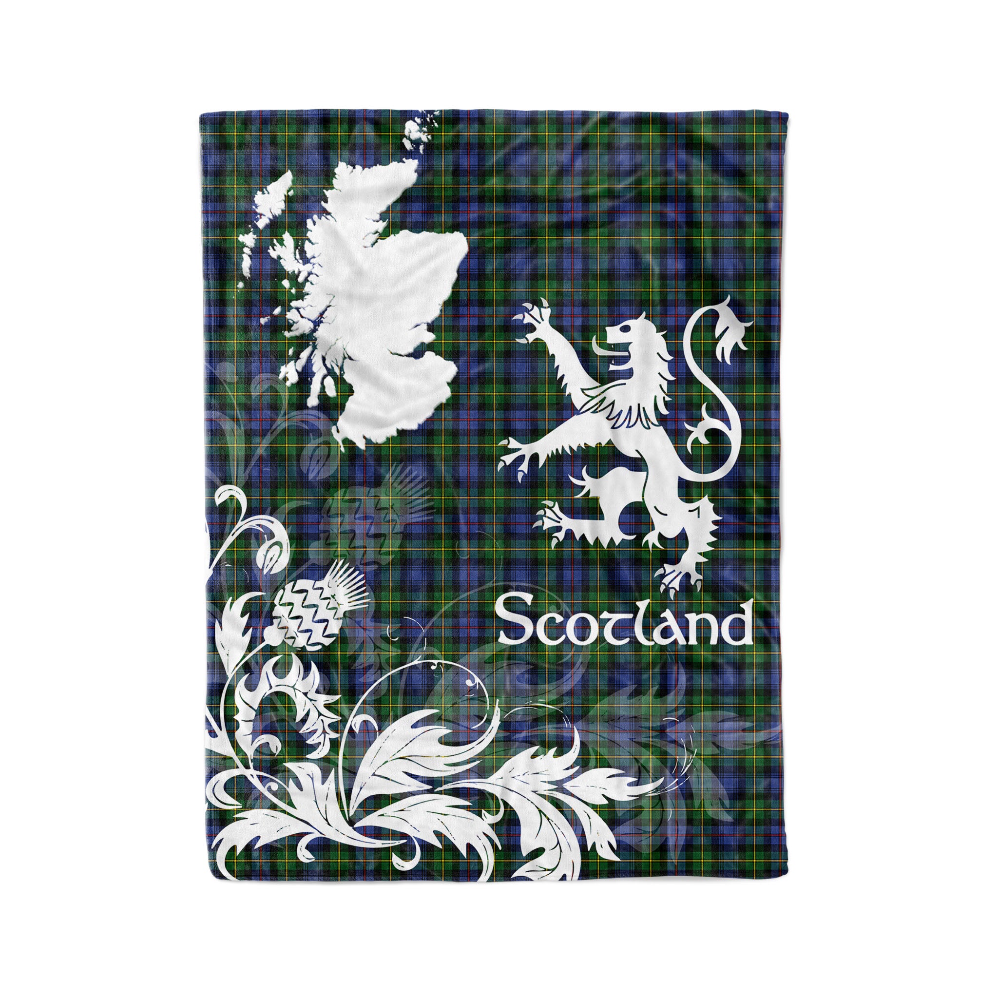 Tartan Plaid Fleece Blanket Tartan Blanket Thistle And Lion Scottish Clan Baillie Hunting Plaid Blanket