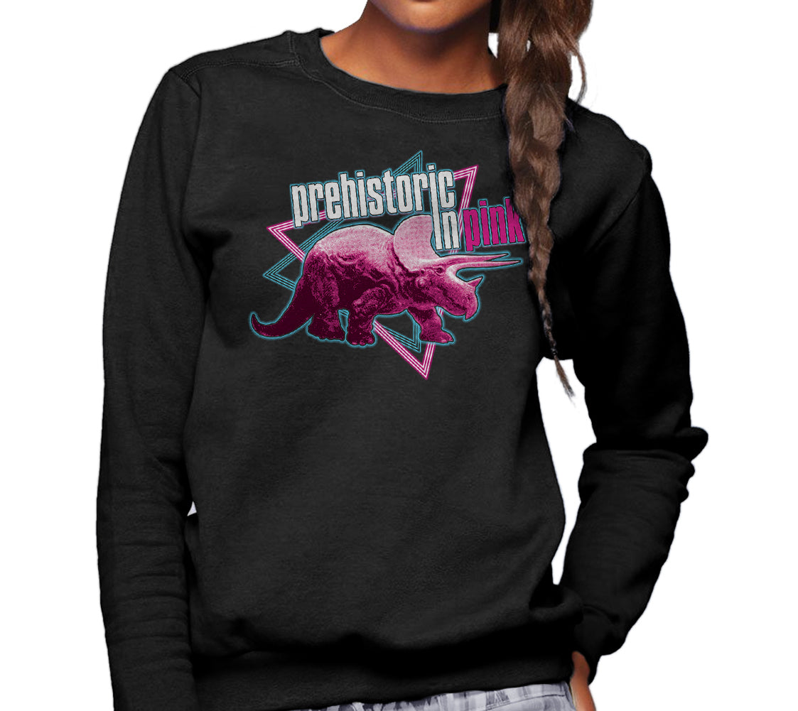 Unisex Prehistoric In Pink Triceratops Sweatshirt – Funny Dinosaur Shirt