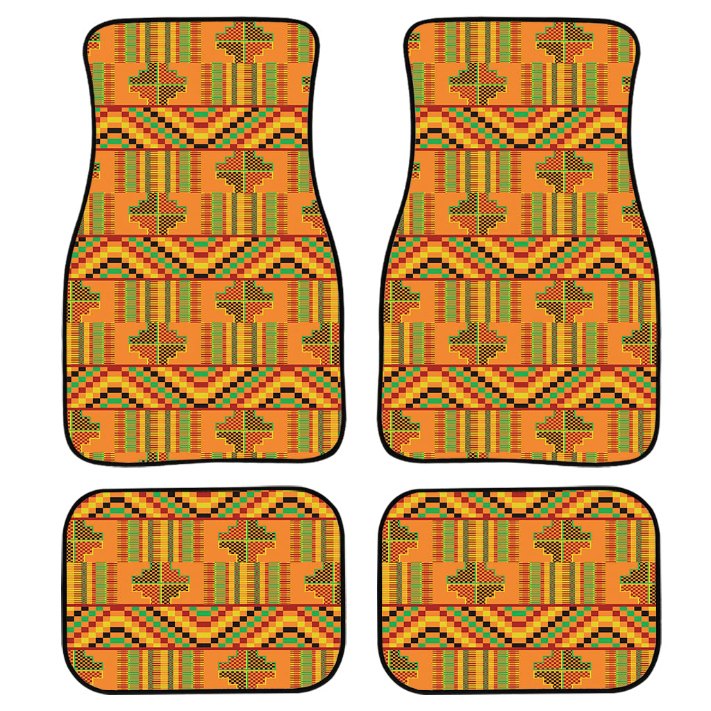 Bonwire Kente Pattern Print Front And Back Car Floor Mats, Front Car Mat