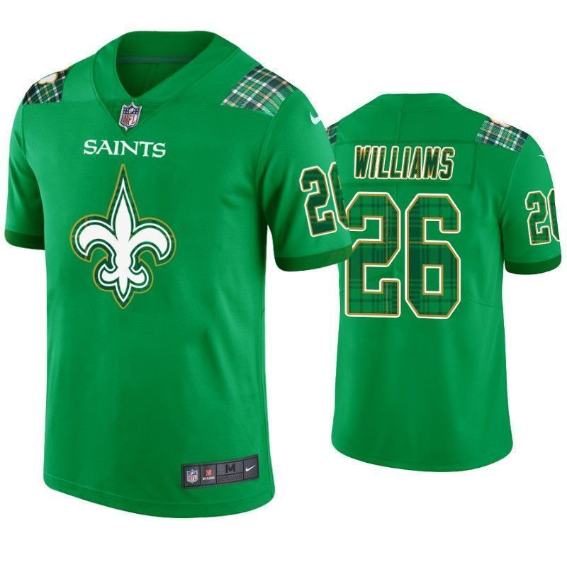 New Orleans Saints 26 Pj Williams St Patricks Day Kelly Green Lucky Men 3D Jersey